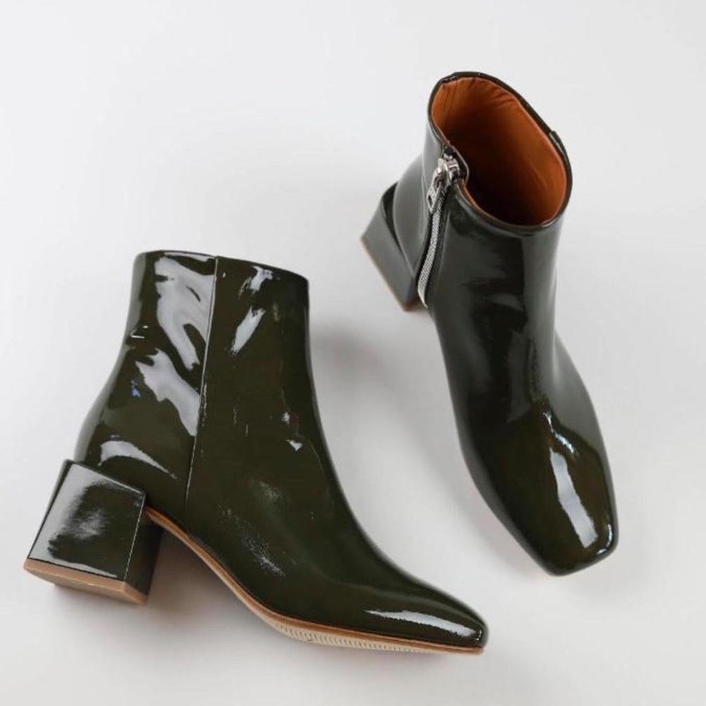 LOQ Lazaro ankle boot Patent "Bosque" Green, Size 37 / 6.5-7